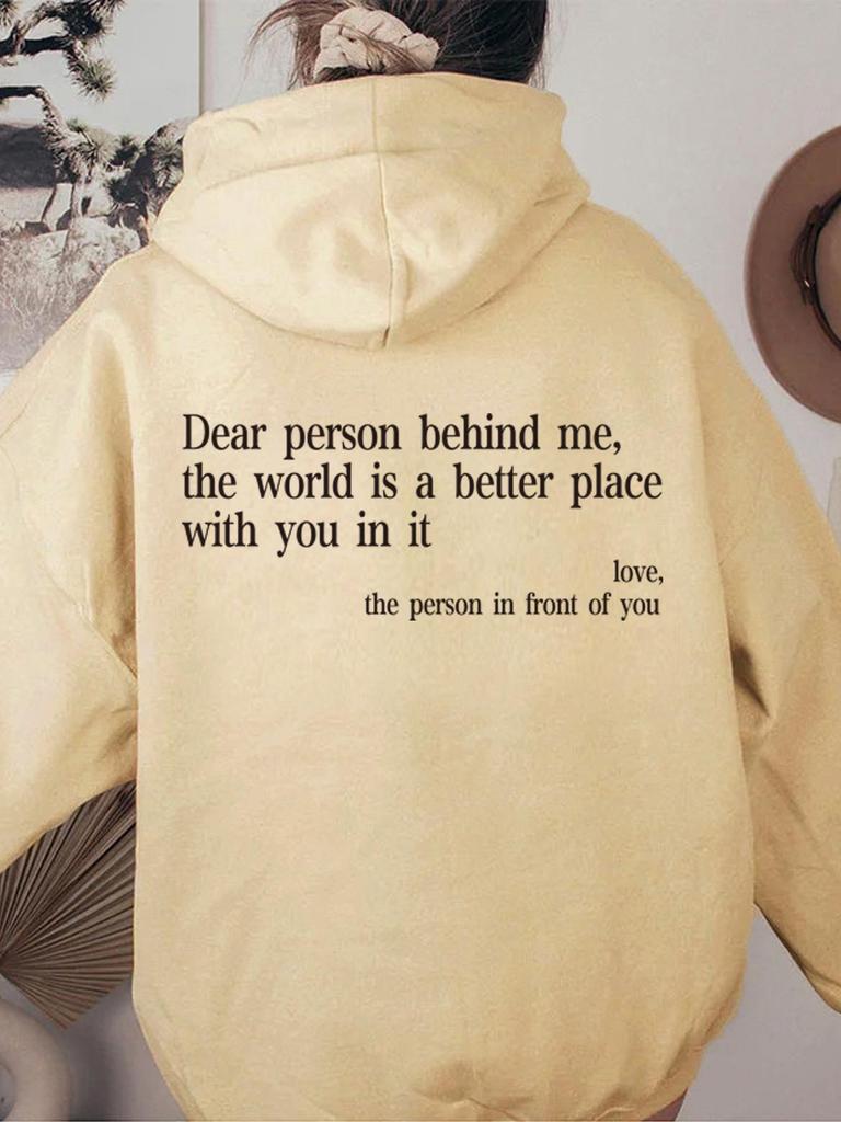 European Size Kangaroo Pocket 'You Are Enough' Hoodie - Autumn/Winter Long Sleeve Plus Velvet Sweatshirt