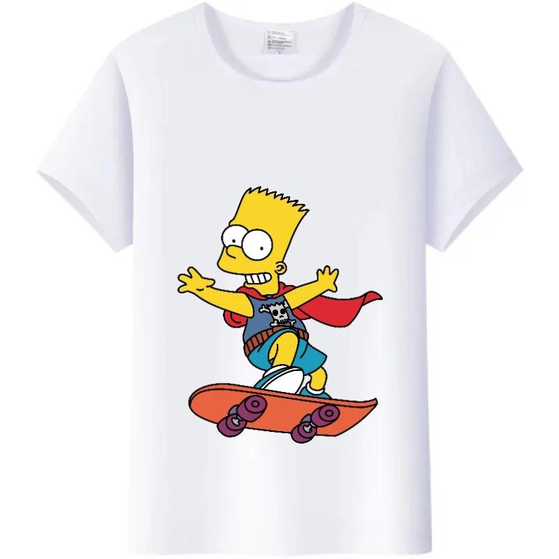 Casual Disney Cartoon Simpson Harajuku T-shirt Summer Blouses Ladies Men White Tees Tops Short Sleeve Blouses Women 90S Tshirt