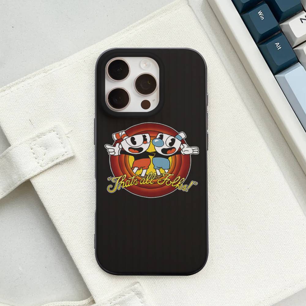C-Cuphead Classic Game Soft Corrugated Phone Case For IPhone 11 12 13 14 15 16 17 Pro Max Plus Ripple Silicone Cover