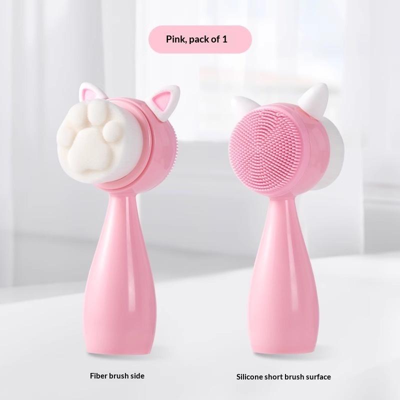 

3D Double Sided Face Wash Brush Silicone Facial Cleansing Brush Manual Massage Facial Brush Soft Bristles Exfoliator рожевий