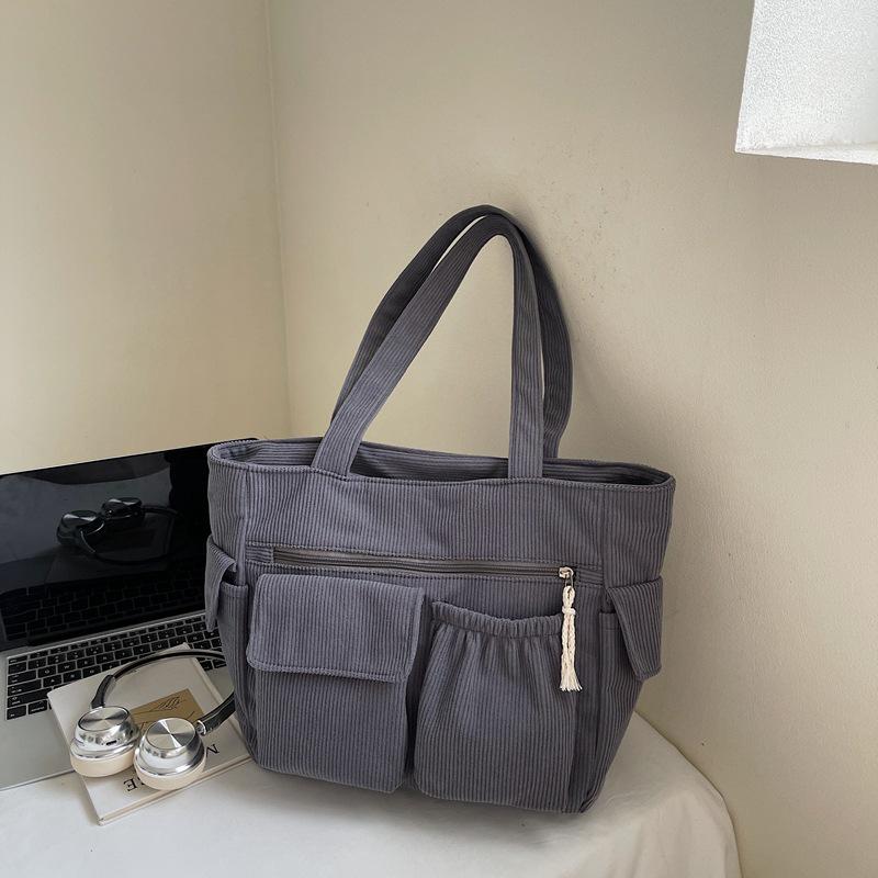 

2025 Winter Corduroy Multi-Pocket Shoulder Bag