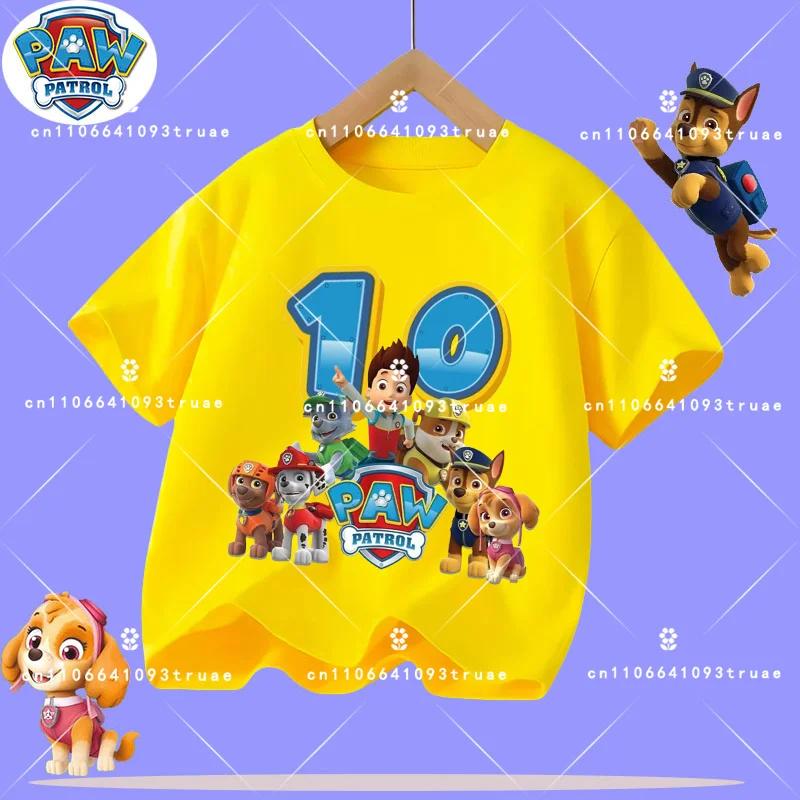 1-12 years old summer Polyester T-shirt for PAW Patrol children's short-sleeved casual top for girls and boys with cartoon print