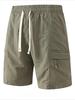 Cotton blend men's casual shorts with drawstring waistband and pants pockets - Lightweight, breathable fabric for summer and outdoor activities