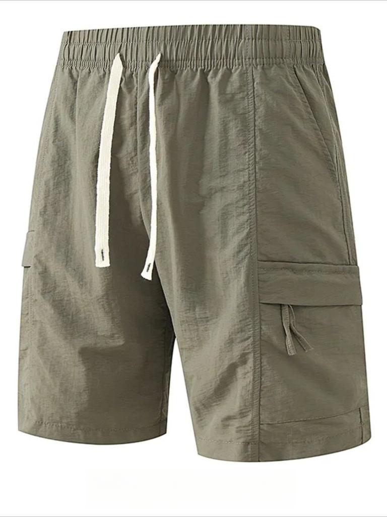 Cotton blend men's casual shorts with drawstring waistband and pants pockets - Lightweight, breathable fabric for summer and outdoor activities