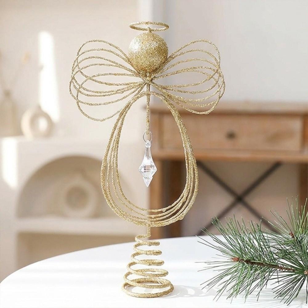 Hollow Glitter Christmas Tree Decoration Angel Angel Tree Top Star New Christmas Tree Topper
