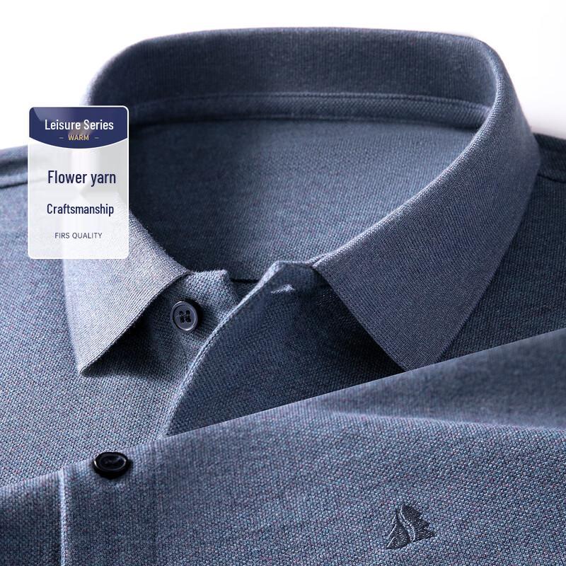 Men s Melange Cotton Long Sleeve Polo Shirt 195