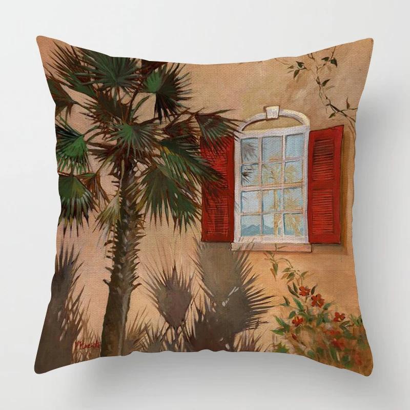 Home Decor Tropical Palm Tree Pattern Pillow Covers Pattern Cushion Cover Suitable for Sofa Bedroom Car Pillow Cover