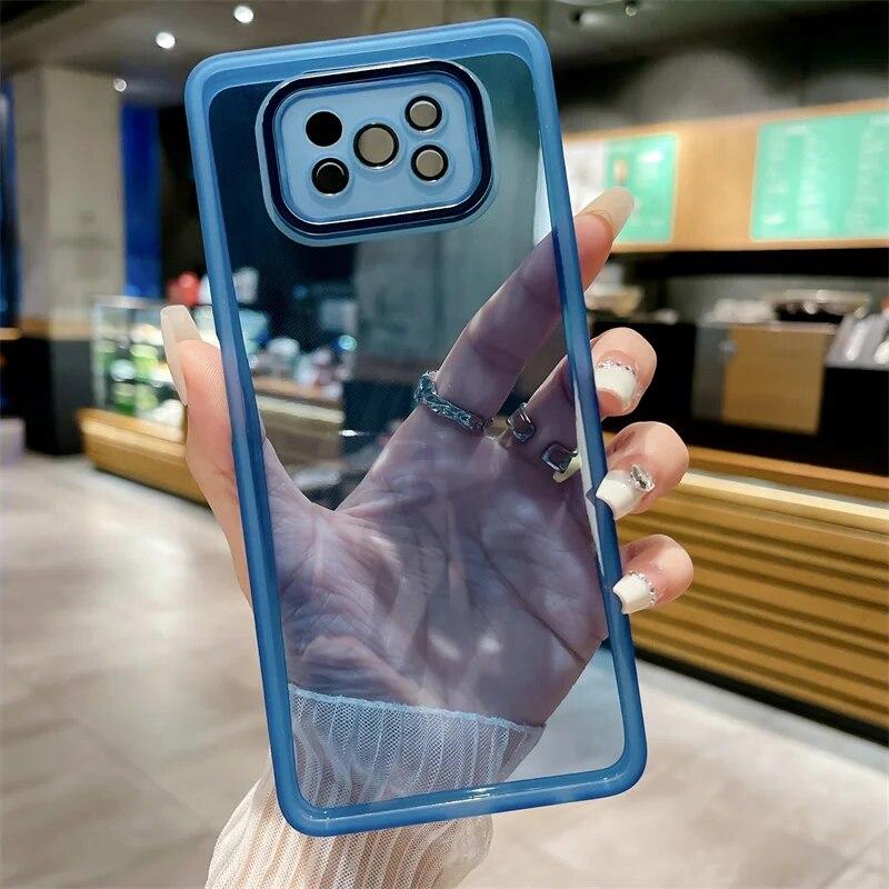 

Прозрачный силиконовый чехол для Xiaomi Mi Poco X3 Pro Nfc X5 Pro Poko X 3, защитное стекло для объектива Pocox3 Pocox5 X3pro X3nfc Poco x3 Pro синий