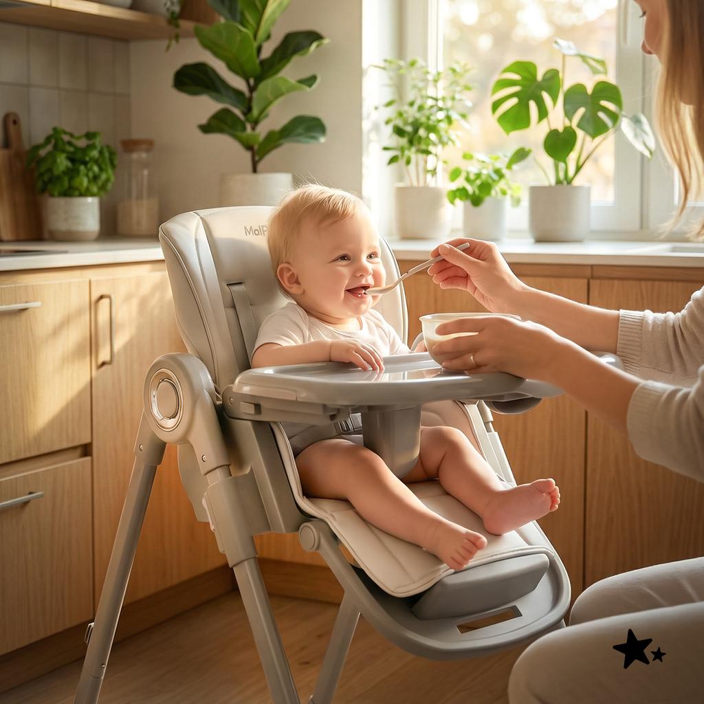 Savro 2-in-1 Folding Baby Highchair With Adjustable Tray And Straps