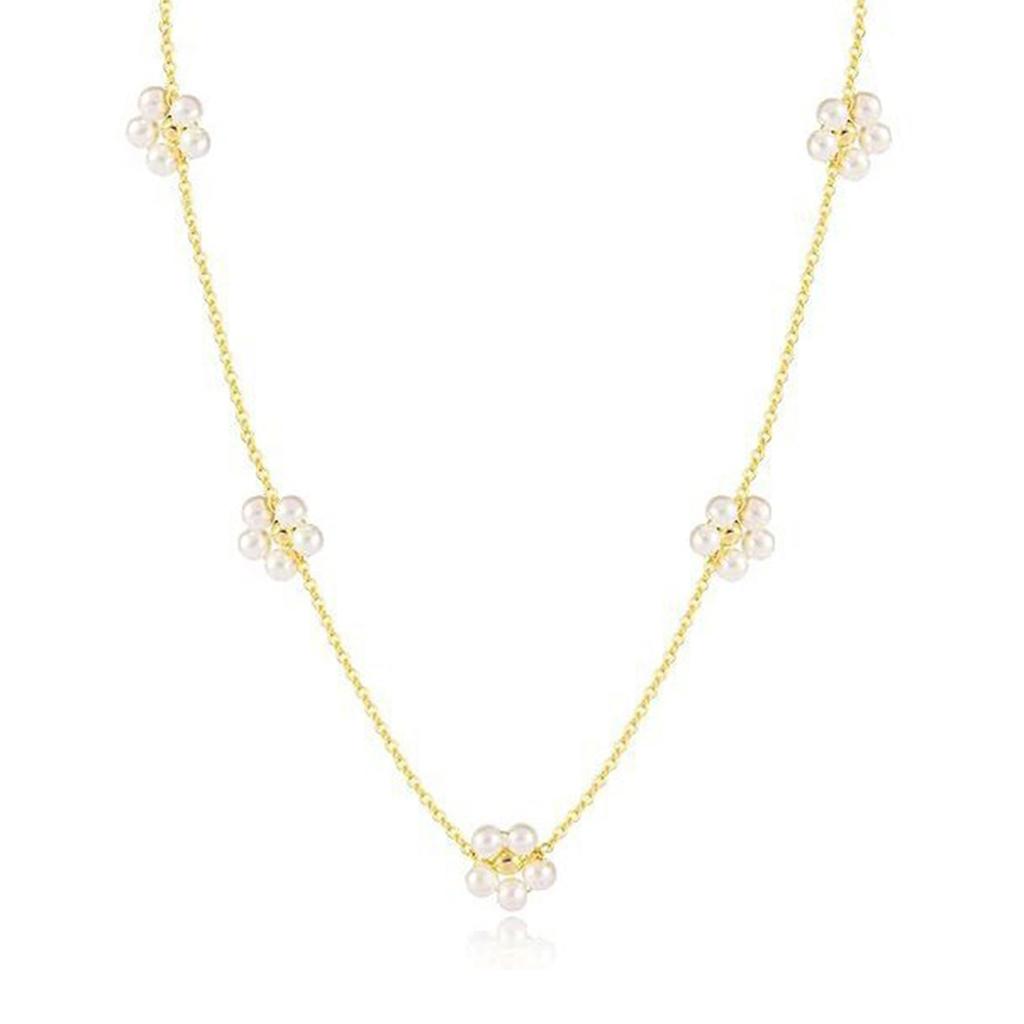 Elegant Pearls Choker Necklace Stylish Pearls Flower Necklace Bracelet Accessory Exquisite Adornment for Women