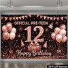 2D Rose Gold 12th Happy Birthday Backdrop Banner Official Pre-Teen Photography Background