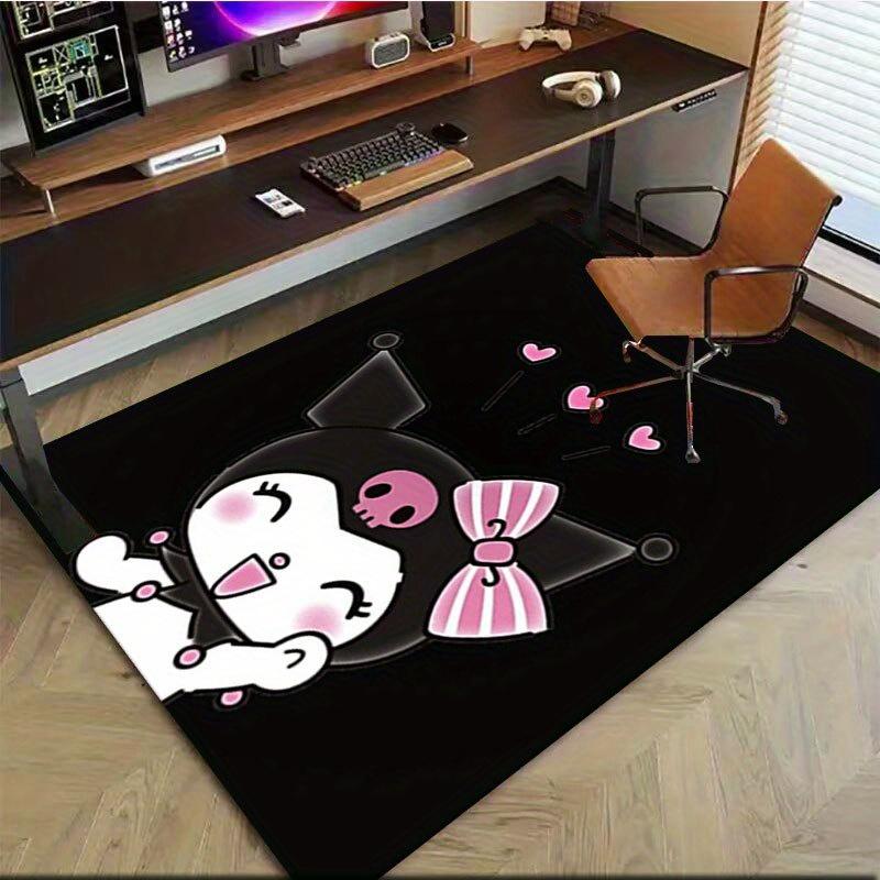 1pc Sanrio Kuromi Mermaid Printed Office Carpet Rectangle Rug Under The Table,Perfect Room Decor for Living Room, Bedroom, Kitchen, Non-slip Floor Mat