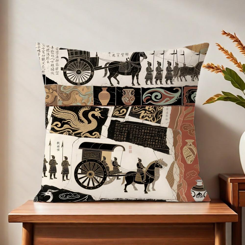 Ancient style horse cushion cover For Pillow Printing Sofa Decoration Home Car Room Coffee Shop Office Nordic Simplicity