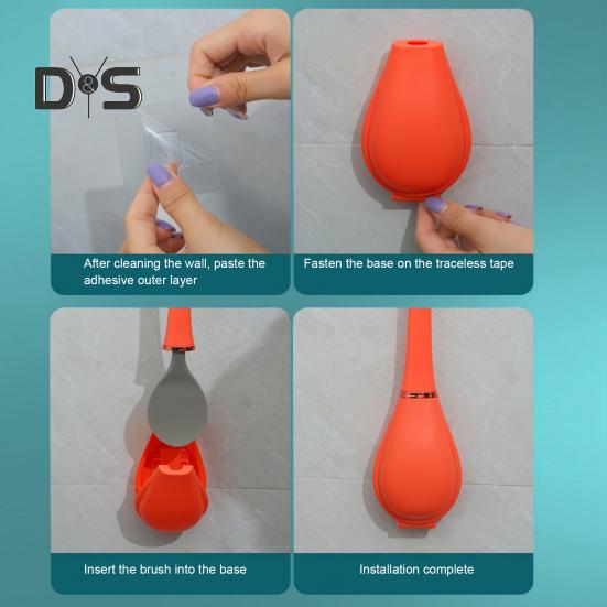 Silikonový držák na kartáč na toaletní mísu, nástěnný, moderní flexibilní gumový koupelnový drhák, čisticí kartáče bez zamotávání vlasů