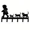 Cute Cat Key Holder Black Metal Wall Mount Home Decor