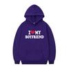 Herren Gothic Streetwear Kapuzenpullover Mit I LOVE MY BOYFRIEND Aufdruck Langarm Lockerer Schnitt