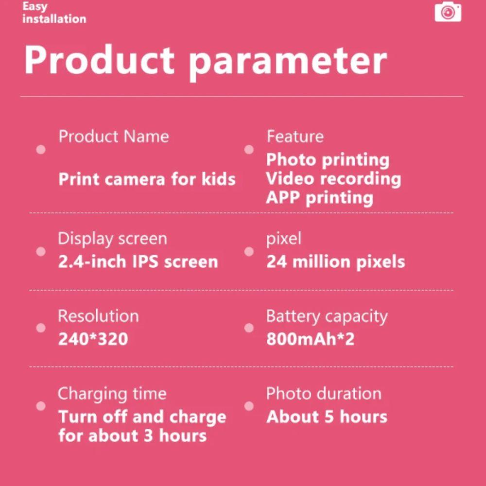 1080P Digital Camera Toys Instant Print Kids Camera Toy Outdoor Photography Toys  Children Gifts