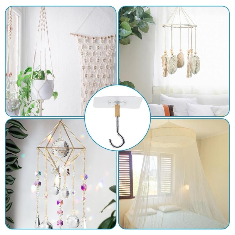 Pack Of 8 Transparent Strong Adhesive Mounting Hooks For Indoor Outdoor Decoration and Lights Plant Hanger Hook