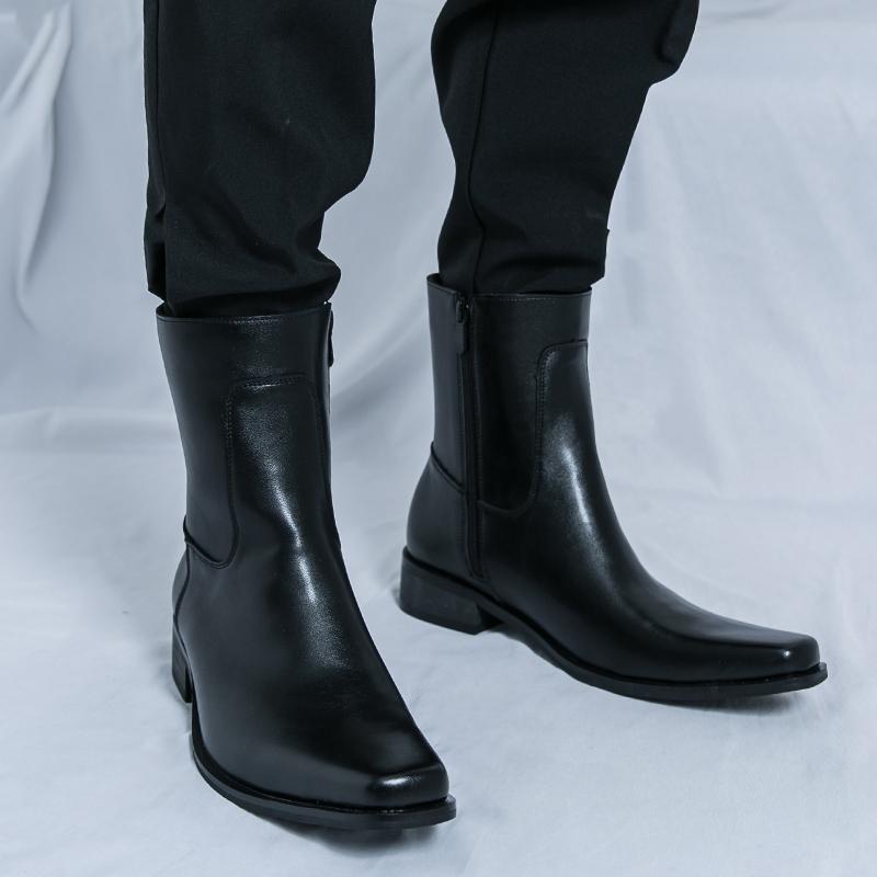 Fashion Luxury Brand High-quality Leather Men Boots Fashionable Pointed Leather Chelsea Boots Men High Top Business Casual Elegant Boots