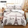 3D Digital-Printed Eiffel Tower-Themed Duvet Cover Set in Queen Size - Fashionable Bed Linen Design