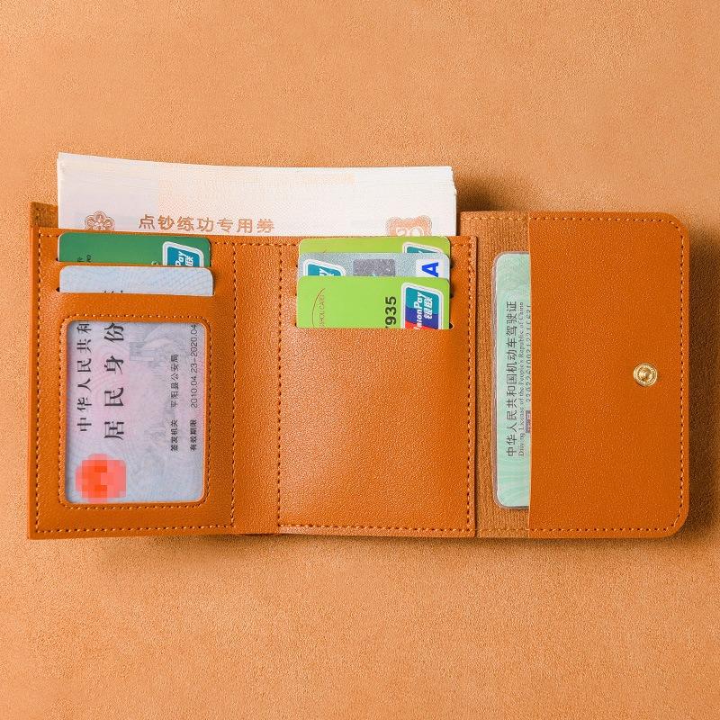 New Three-fold Wallet Women's Short Simple Solid Color Wallet Card Bag Small Wallet Folding Women's Wallet