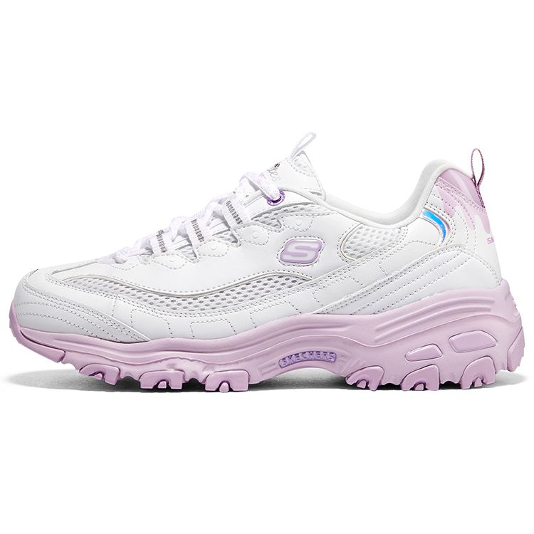 Skechers DLites 1.0 Lavender Sky Synthetic Leather Women Sneakers White Purple 896192-WPR 36.5