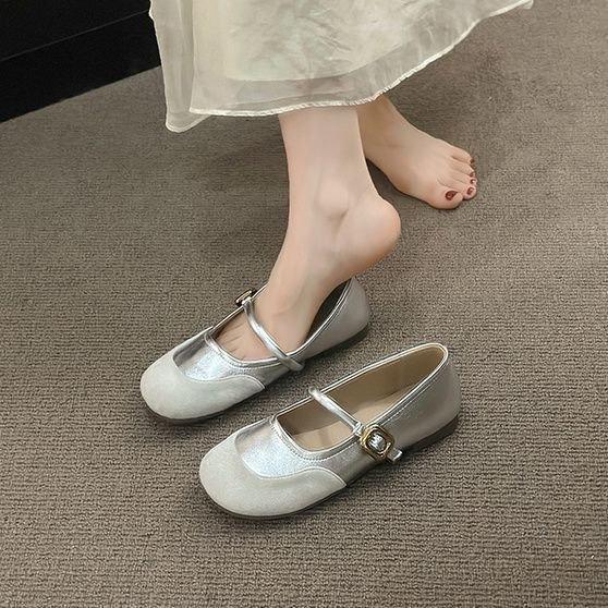 French Gentle Mary Jane Shallow Mouth Single Shoes Spring New High-end Temperament Flat Bottom with Skirt