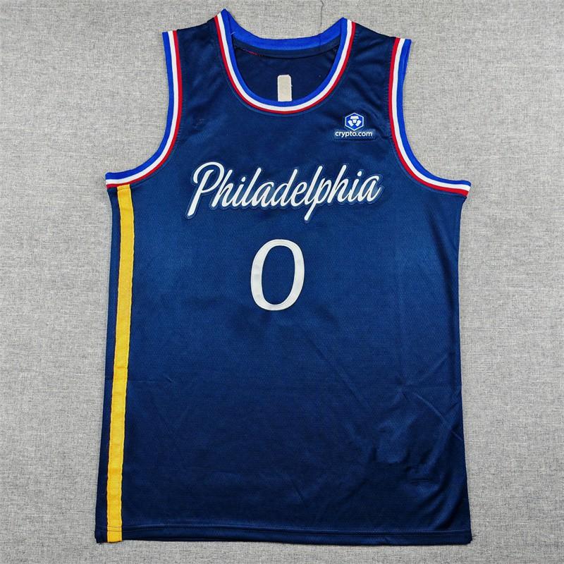 Mens Womens Philadelphia 76ers 0 Tyrese Maxey City Edition Basketball Jersey Loose Fit Sportswear
