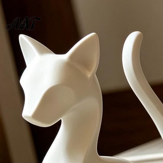Detailed Home Interior Decor Minimalist 3D Printed Cat Figurine, Decorative Animal Statue Ornament, Creative Unique Pla Figurines Small Desktop