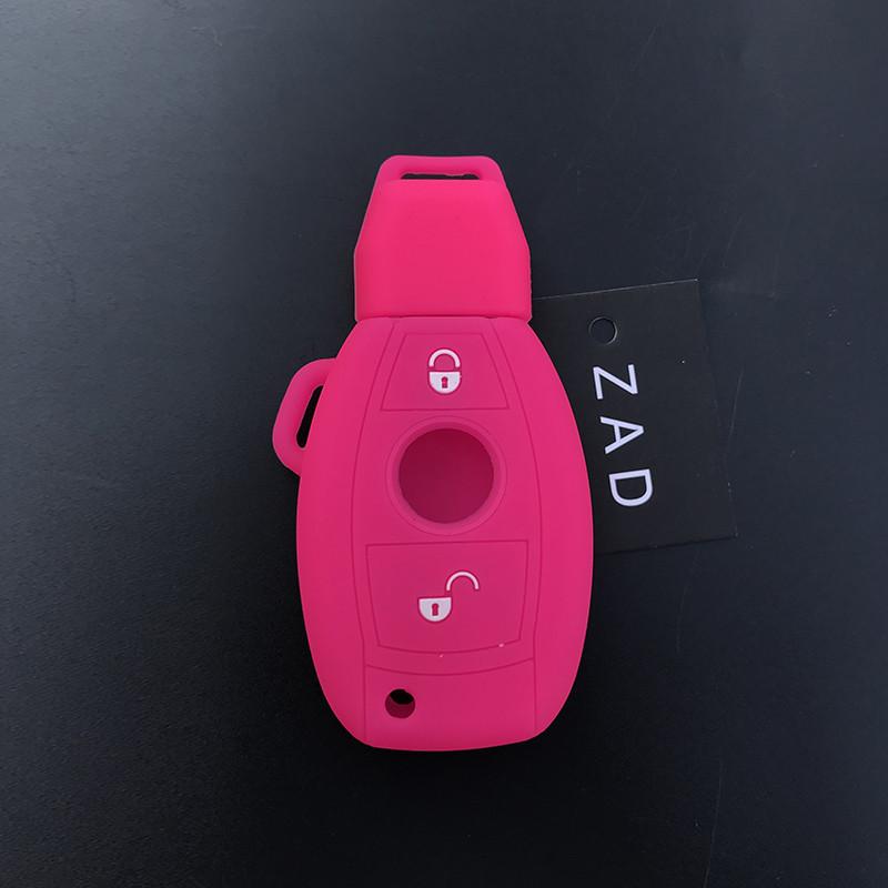 

ZAD silicone car key case cover skin wallet fob for mercedes for benz w214 w211 A180 A200 A260 A C 2000 Classe key protector Яскраво-рожевий