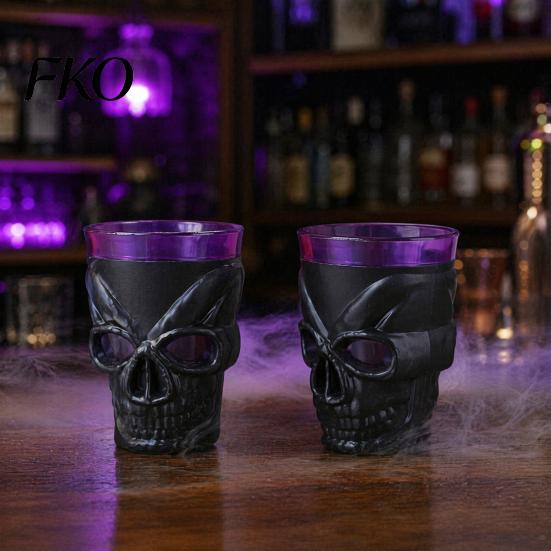 Spooky Bar Atmosphere Decoration Halloween Glowing Skull Goblet, LED Light Up Candle Holder for Unique Table Centerpiece Party, Decor Table,