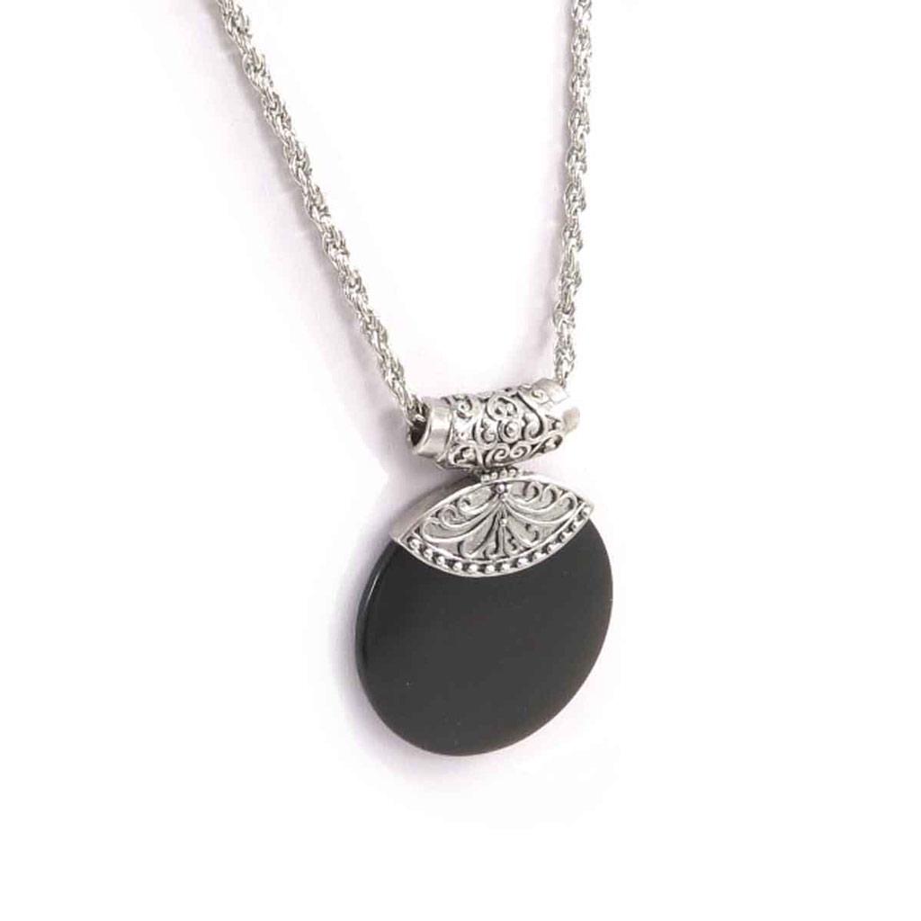 Les Trésors De Lily [J8071] - Silver-black 'Kilimanjaro' Necklace (wood)