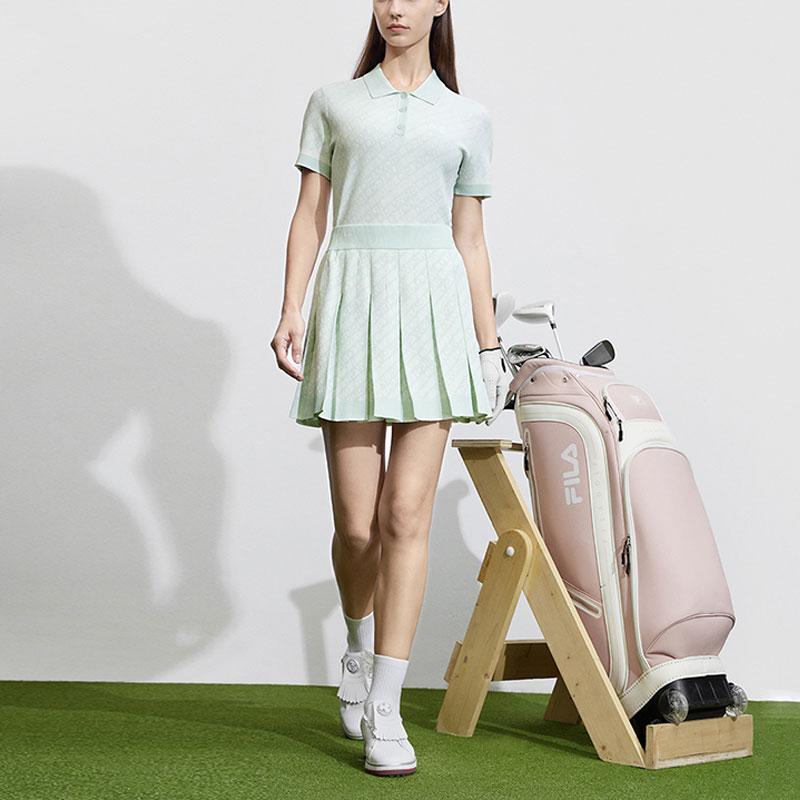 Fila Golf Series SS24 All-Over Print Golf Sport Woven Pleated Casual Skirt Women Skirts Light-Green A11W415301F-LG