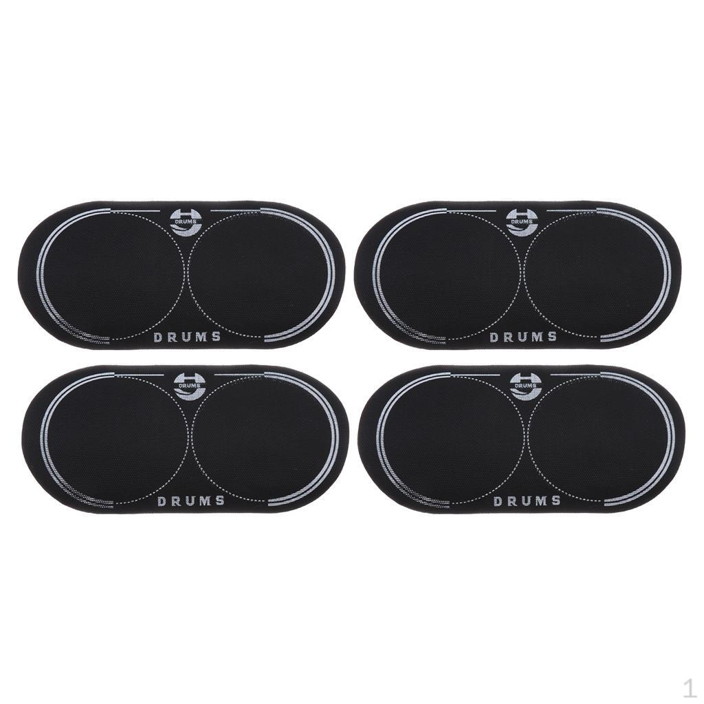 

4 Pieces Double Bass Drum Patch for Drumheads Accessory Black