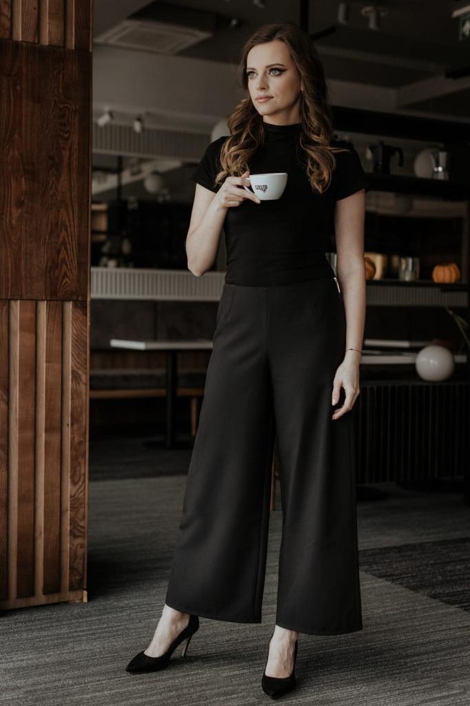 Wide leg trousers T375 black XS