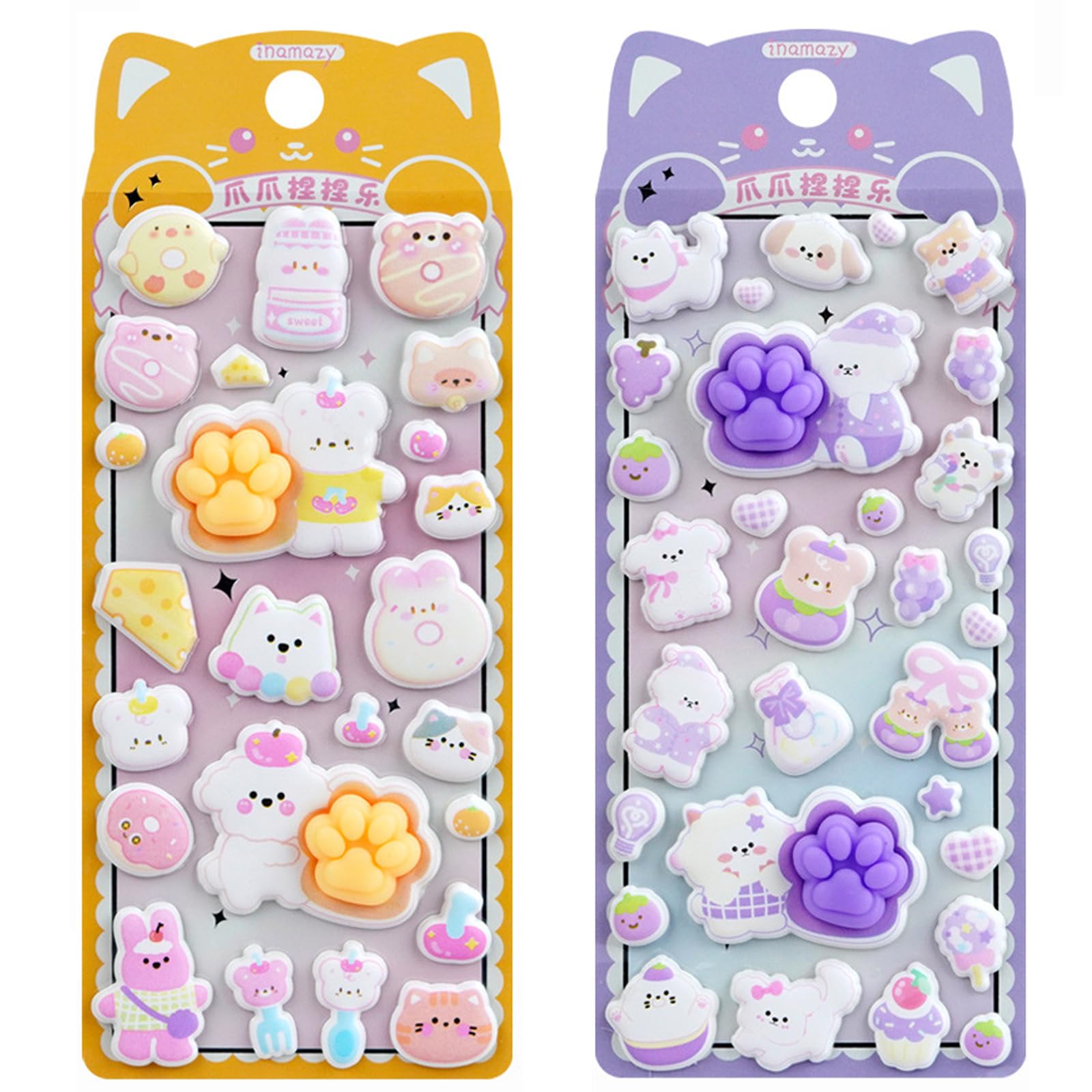 

Paw Print Squishy Stickers of and Squishy 3D Character Stickers Texture and Chewy Perfect for Decoration (Set 2) - Cute, Puffy, - Marshmallow-like -