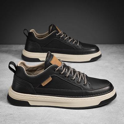 2022 New Men's Shoes Korean Version Trend Casual Leather Panel Shoes Men's Sports Low-top Round Toe Lace-up Trendy Shoes