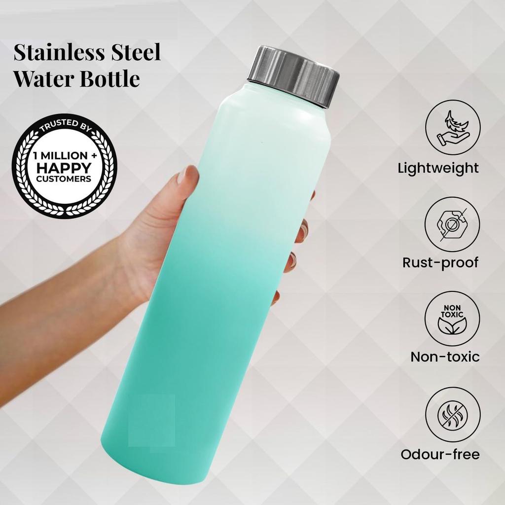 Water Bottle (1 Litre, Premium Stainless Steel, Green & Pearl) Bottle for Fridge, School, Outdoor, Gym, Home and Office, Scratch-Resistant