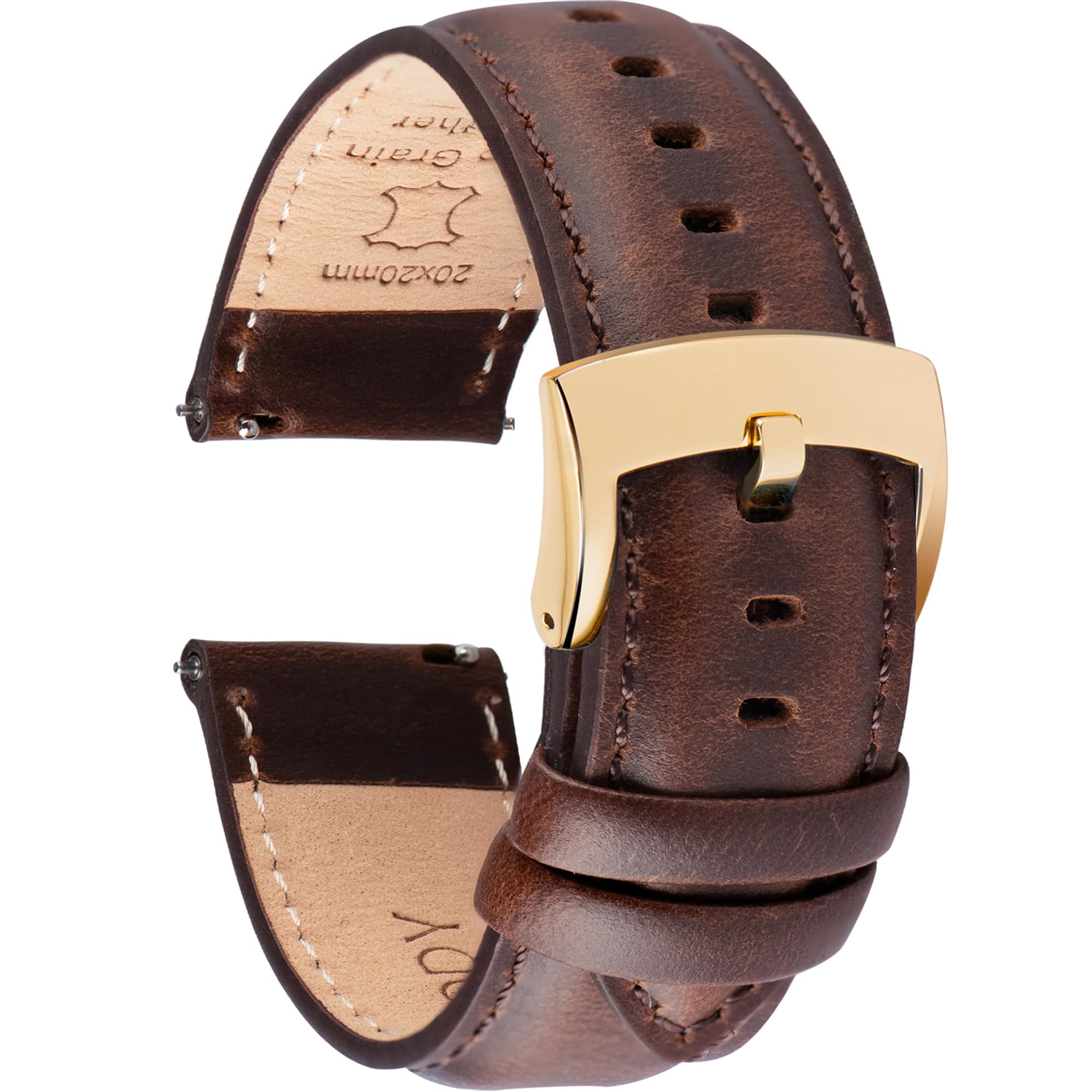 

Ottoody Genuine Leather Replacement Watch Band, 0.71, 0.75, 0.79, 0.83, 0.87 inch (18, 19, 18 mm