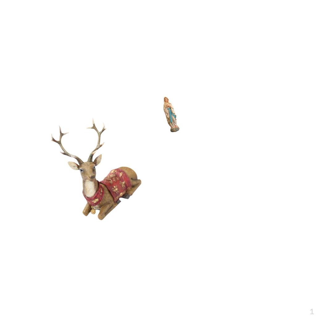 Blessed Reindeer Lady Elk Figurine Decorative Deer Sculpture Resin Ornament for Living Room Office