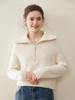 Women's Ribbed Knit Cashmere Lapel Half-Zip Sweater - Thick, Warm, Versatile, Loose Fit (2025)