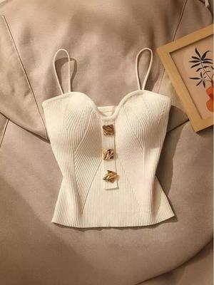 2025 Summer Knitted Tube Top: Stylish Sleeveless Camisole with Elegant Back for Women