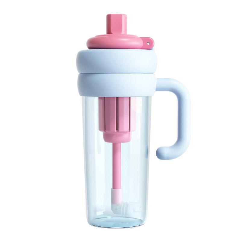 1Pc Stacked Le Large-capacity Straw Cross-border Plastic Transparent Lifting Rope 820ml Accompanying Cup Fitness Sports Kettle Gift