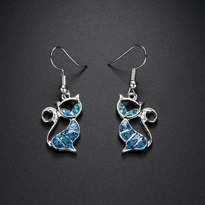 1Pair Trendy Elegant Gift Women Jewelry Hook Ear Stud Drop Dangle Opal Cat Earrings