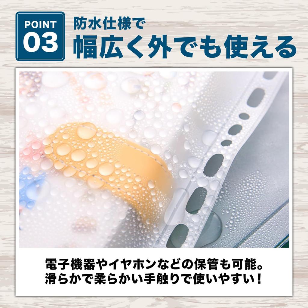 Nijimomo 10 with Zippered Transparent Loose-leaf Paper, A4, 4-hole, Sheets, Pocket, Waterproof, (A4)