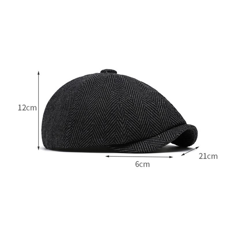 Βρετανικό Καπέλο Νεαροπωλητή Ανδρικό Φθινοπωρινό Χειμερινό Vintage Οκταγωνικό Καπέλο Μπερές