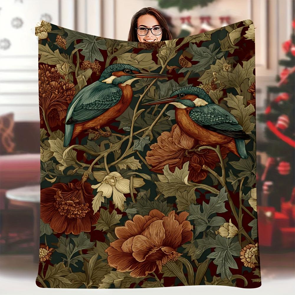 Birds & Flowers Printed Blanket , Warm and comfortable throw blanket sofa bed sofa camping trip, the best gift. 75x90cm
