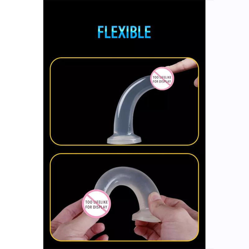 Woman Realistic Tpe Transparent Dildos  Penis Soft Artificial Strong Suction Cup Female Masturbation