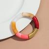 Retro Acrylic Chunky Bamboo Curved Tube Bracelets for Women Boho Mixed Color Resin Stretchy Stack Bangles Trendy Jewelry Gifts