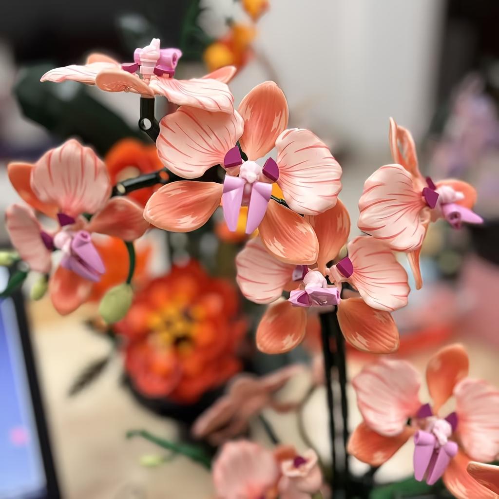 New Self-Assembly Orchid Building Block Set, Artificial Flower Building Blocks For Adults, Bonsai Plant Indoor Home Office Desk Decoration, Teacher'S